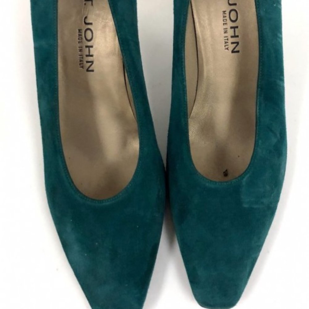 ST. JOHN PUMPS - GREEN (GOLD TONED) HEELS - SIZE 1